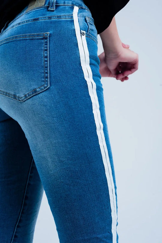 Skinny jeans with white side stripe - Jeans