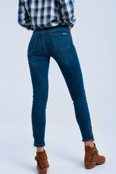 Skinny jeans with zipper