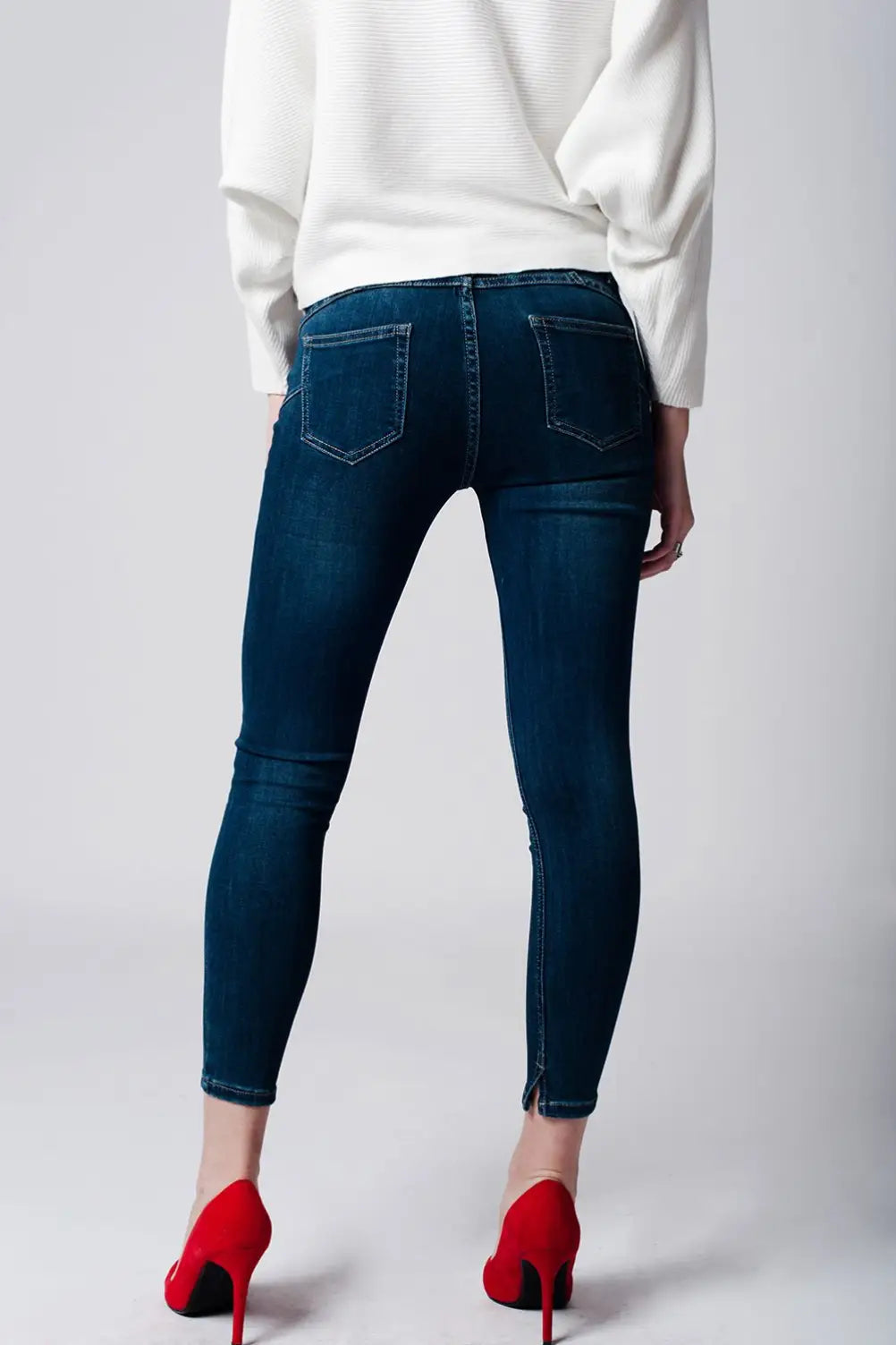 Skinny low waist dark blue wash jeans - Jeans