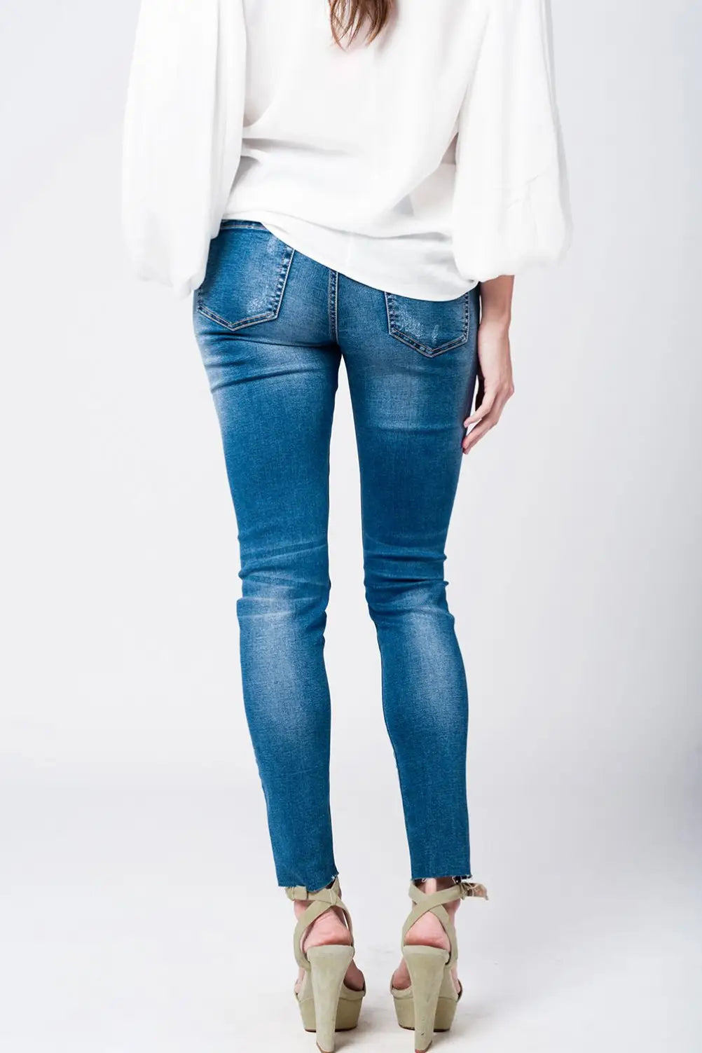 Skinny rip jeans with embroidered patches - Jeans
