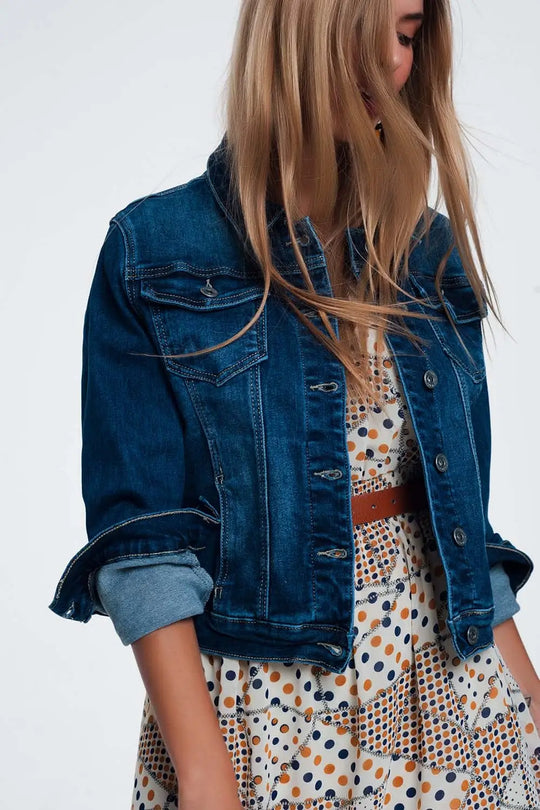 Skinny western denim jacket in mid wash - Coats and Jackets