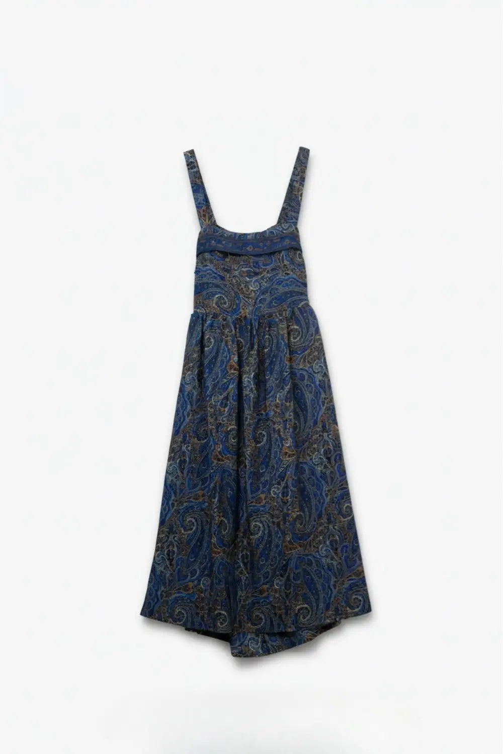 Sleeveless Blue Midi Dress with Abstract Print - Dresses