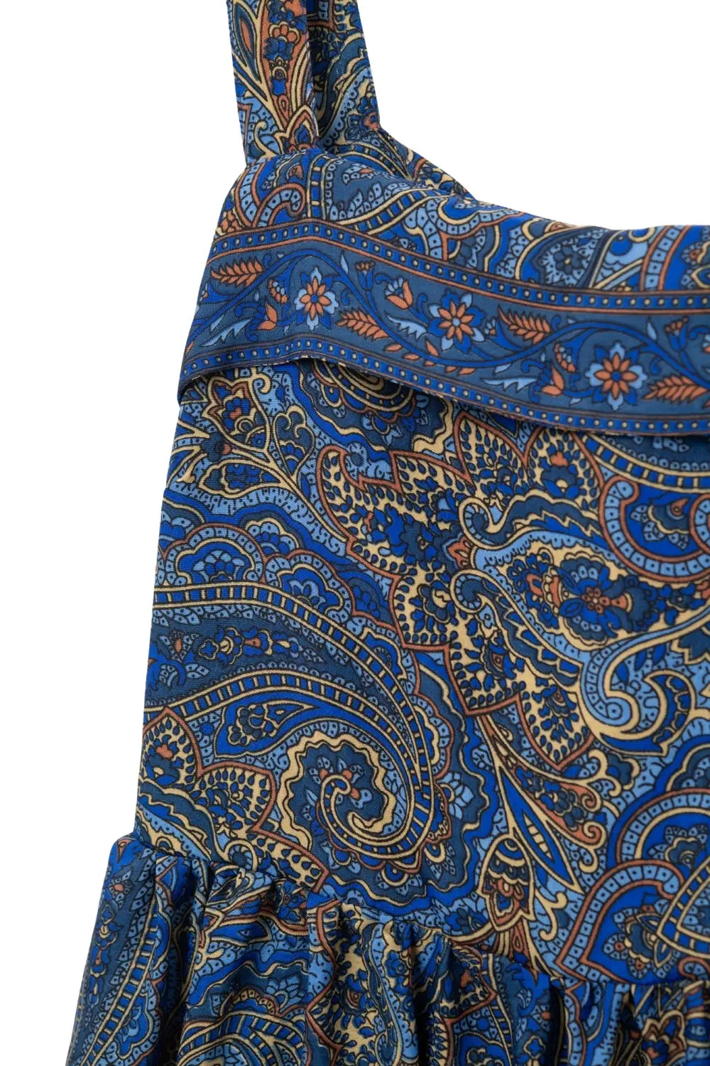 Sleeveless Blue Midi Dress with Abstract Print - Dresses