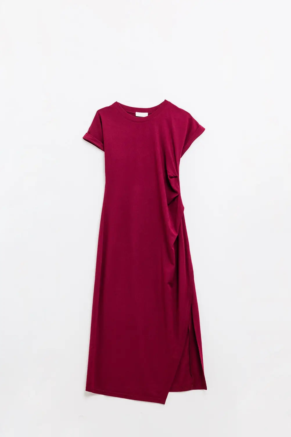 Sleeveless burgundy stretch tencel dress - Dresses