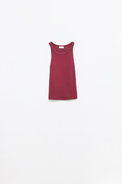 Sleeveless Burgundy Ribbed Top