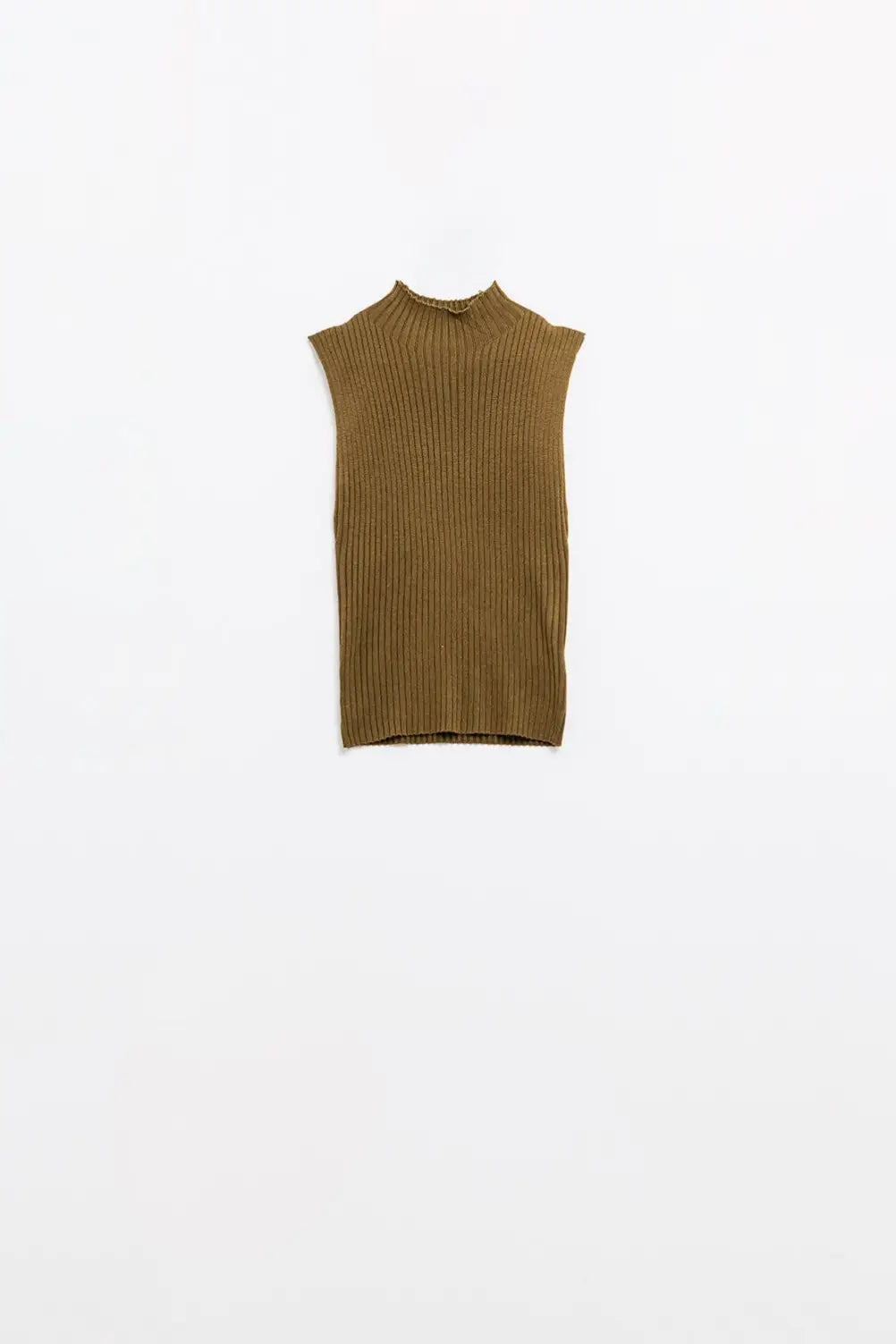 Sleeveless fine knit wool sweater in brown - Sweaters