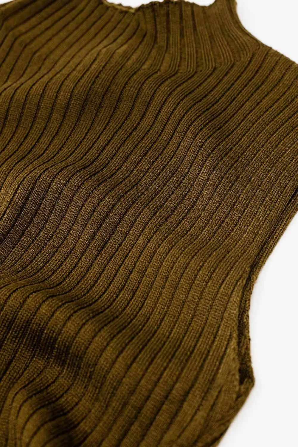 Sleeveless fine knit wool sweater in brown - Sweaters