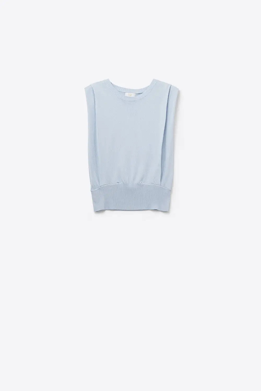 Sleeveless Knited Top With Shoulder Drape in Baby Blue - One Size / Blue - Sweaters