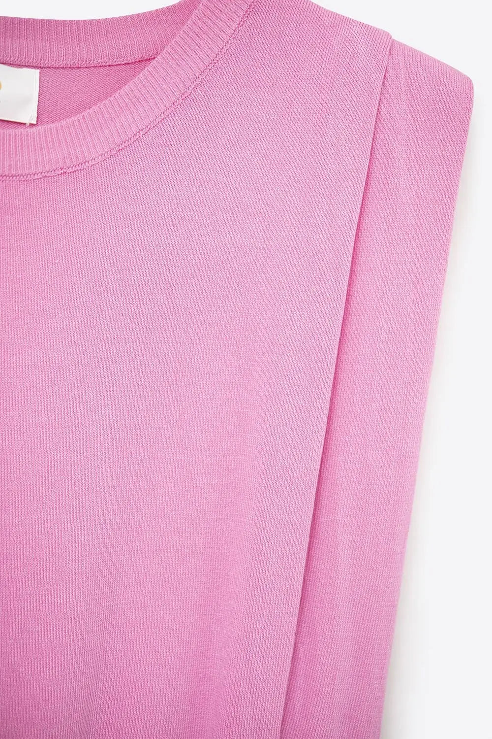 Sleeveless Knited Top With Shoulder Drape in Fuchsia - One Size / Fuchsia - Sweaters