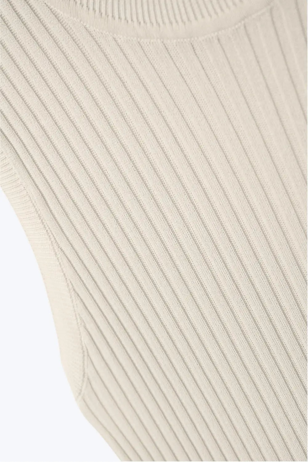 Sleeveless Ribbed knitted bodycon fit sweater In beige - One Size / Beige - Sweaters