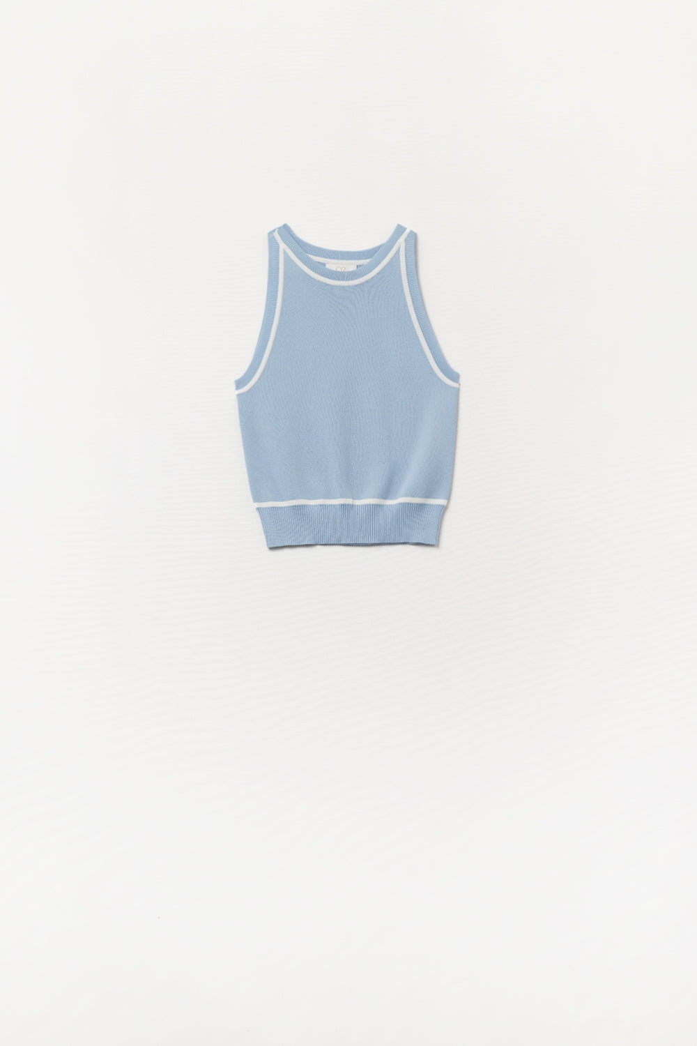 Sleeveless Sweater In Blue Featuring White Lines detail