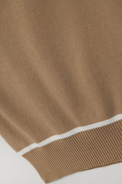 Sleeveless Sweater In Camel Featuring detail White Lines