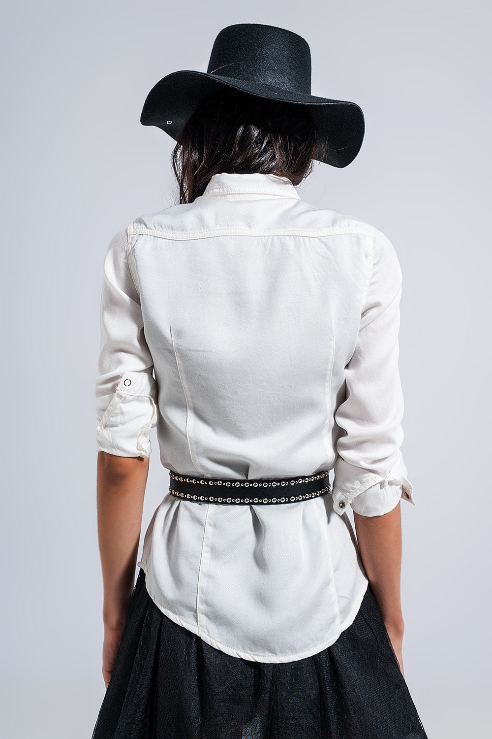 Slim denim shirt in white