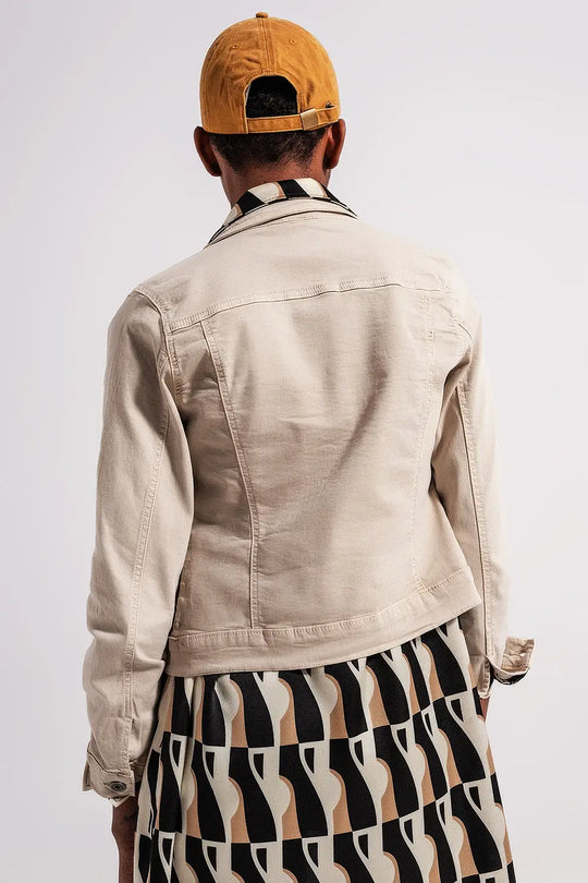 Slim denim trucker jacket in beige - Coats and Jackets