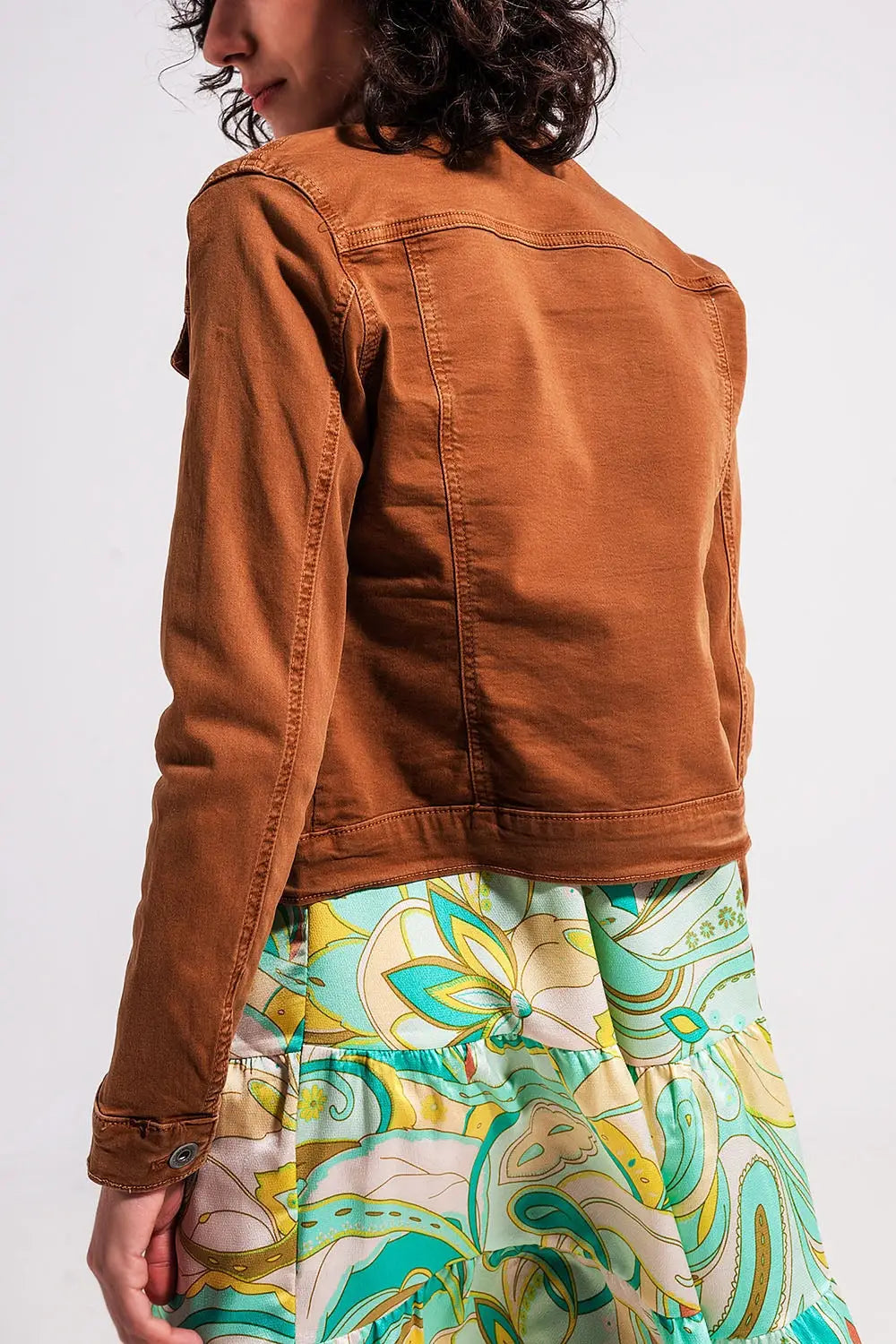 Slim denim trucker jacket in brown - Coats and Jackets