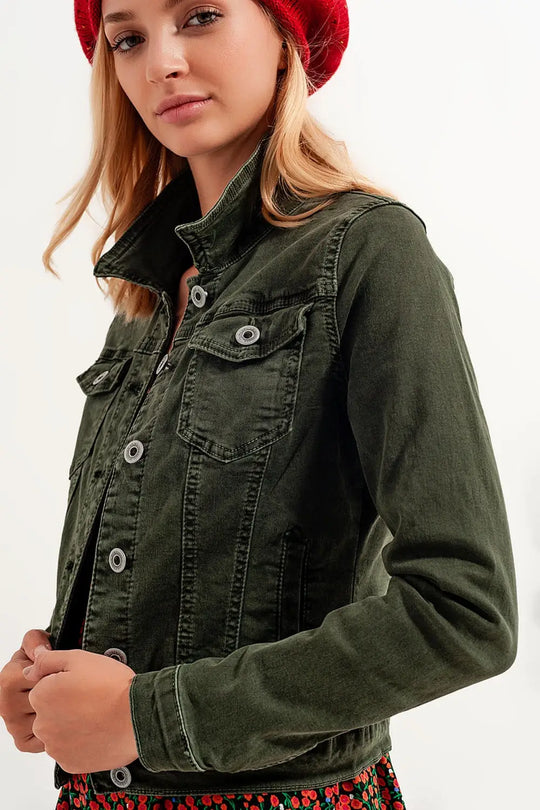 Slim denim trucker jacket in green - Coats and Jackets