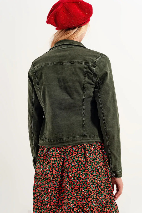 Slim denim trucker jacket in green - Coats and Jackets