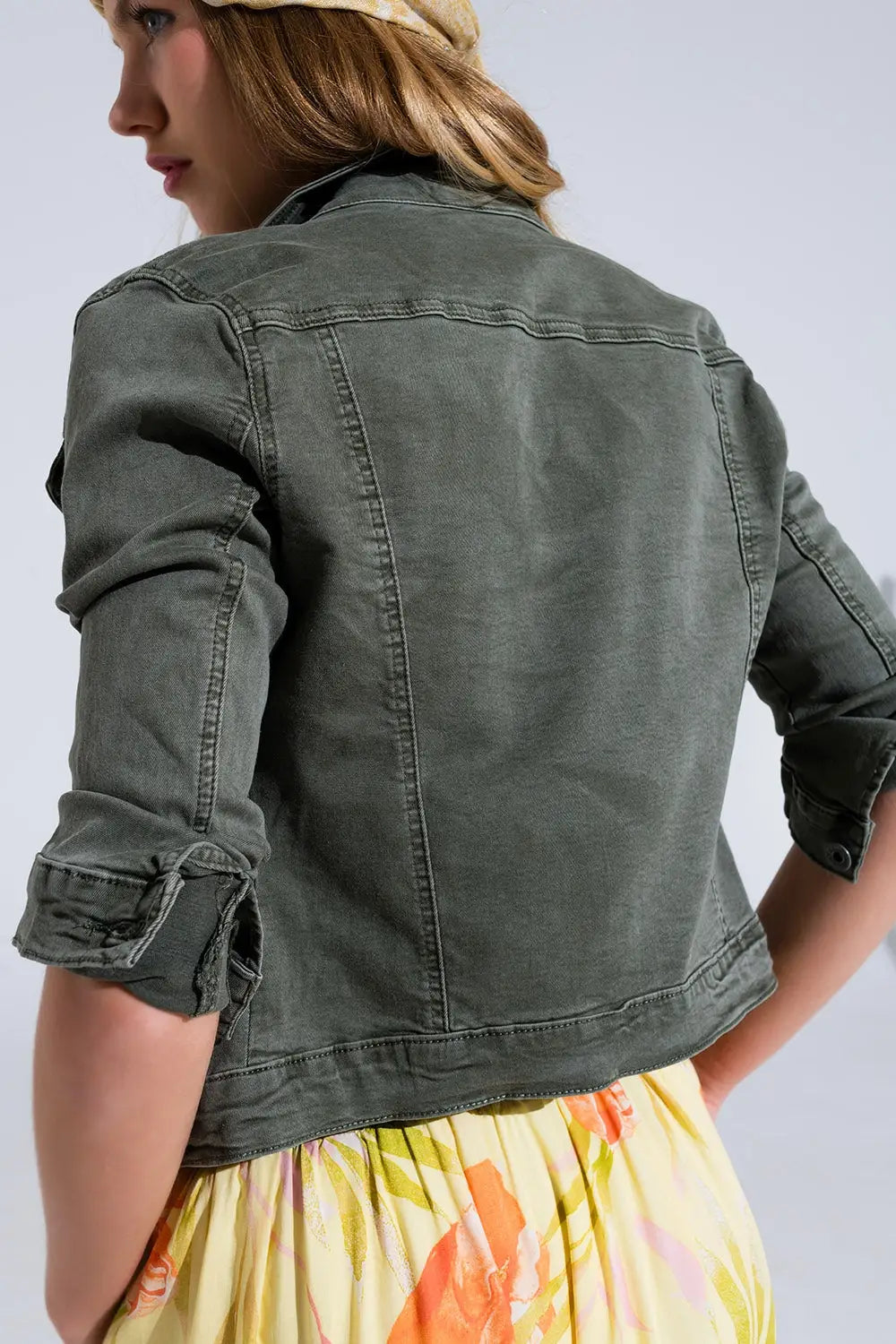 Slim denim trucker jacket in khaki - Coats and Jackets
