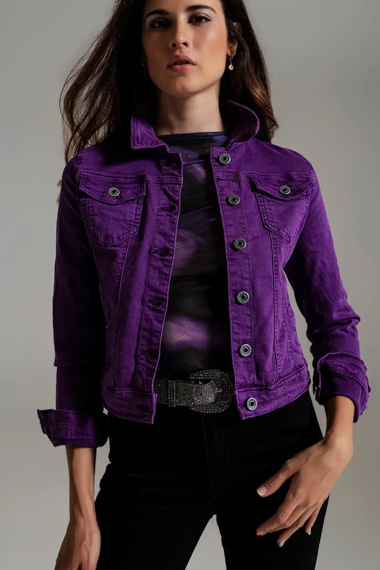 Slim denim trucker jacket in purple - Coats and Jackets