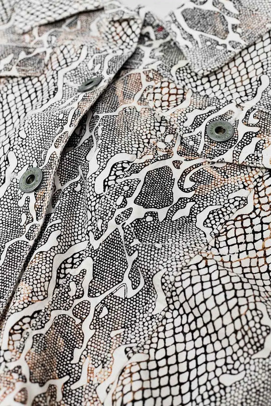 Snake Print Brown Denim Jacket - Coats and Jackets