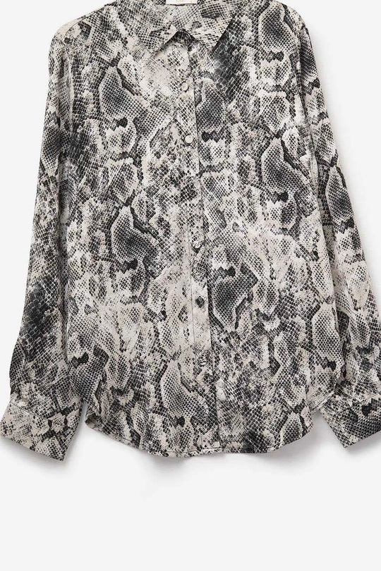 Snake Print Relaxed Shirt in Grey - Shirts