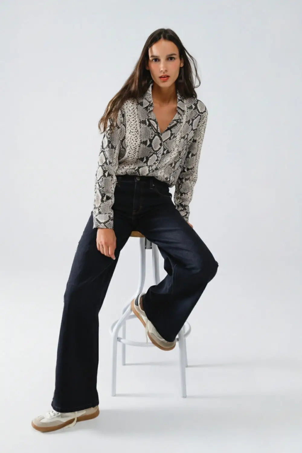 Snake Print Relaxed Shirt in Grey - Shirts