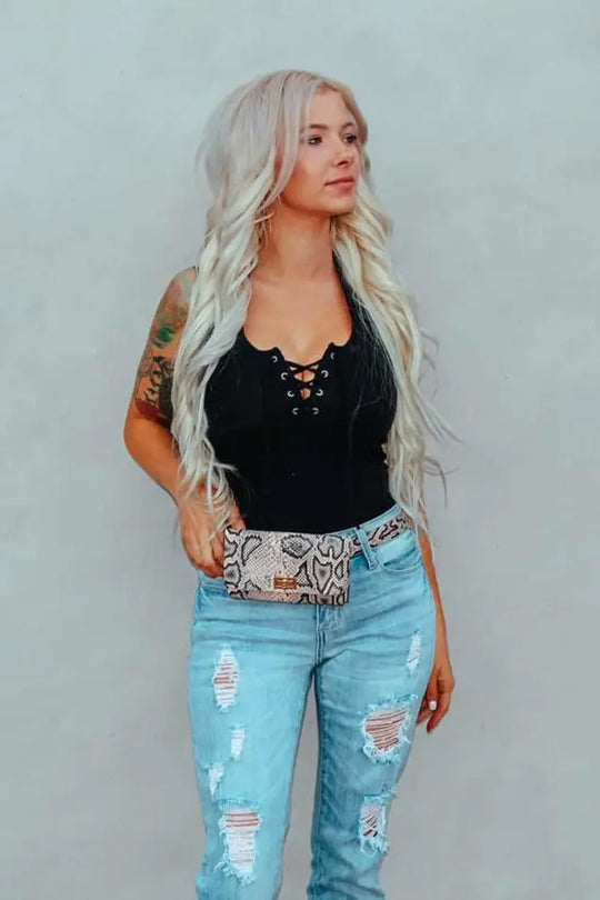 Black Belt Bag Purse - Melissa Jean Boutique