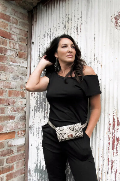 Snakeskin Belt Bag Purse - Melissa Jean Boutique