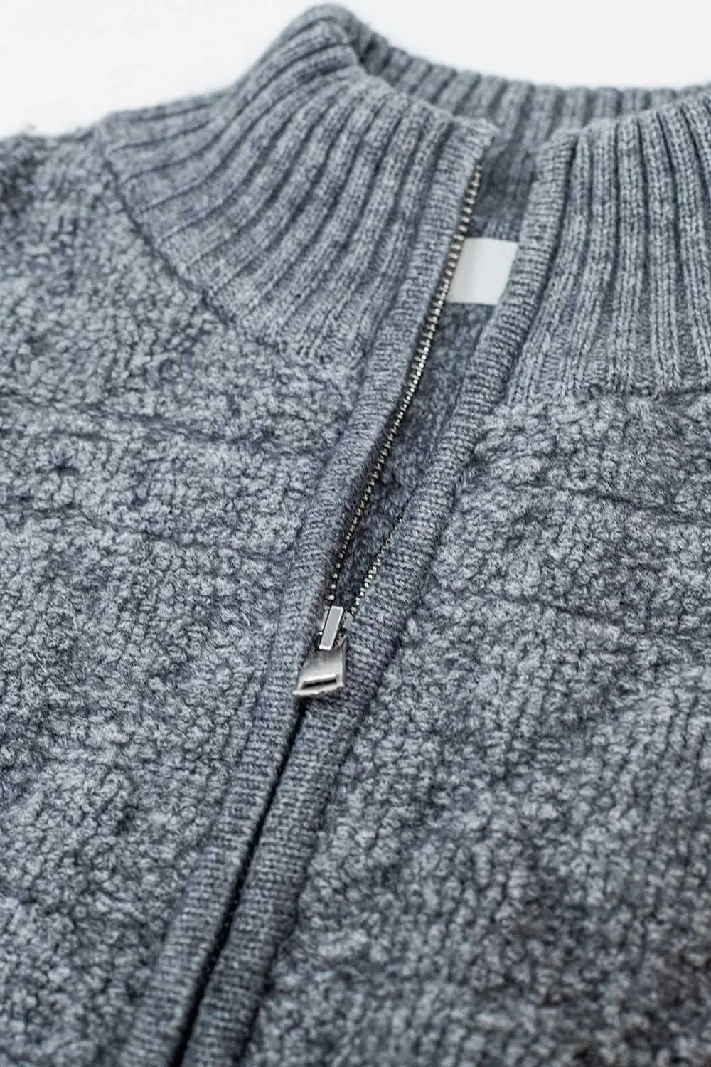 Soft chunky knit bomber jacket in grey color - One Size / Grey - Coats and Jackets