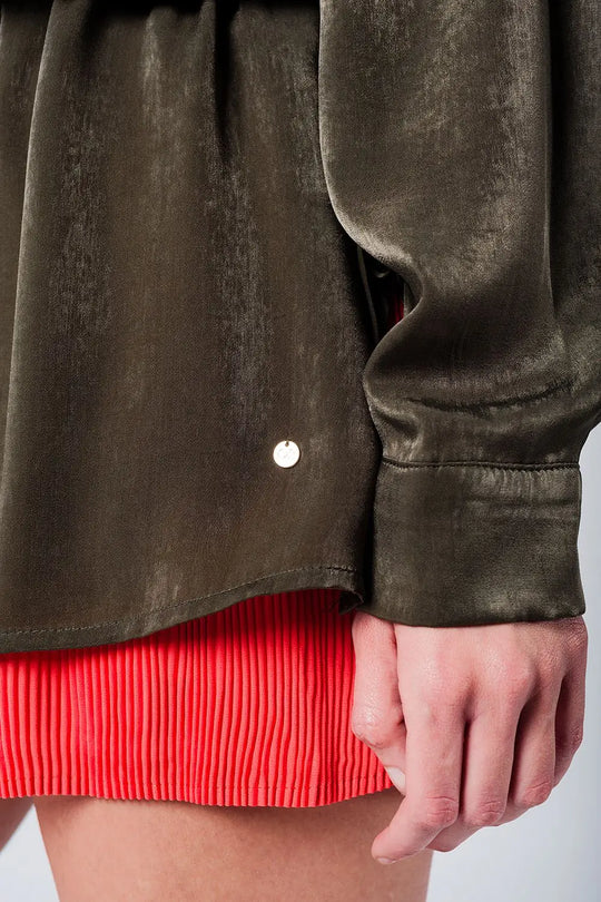 Soft green blouse with drawstring - Shirts