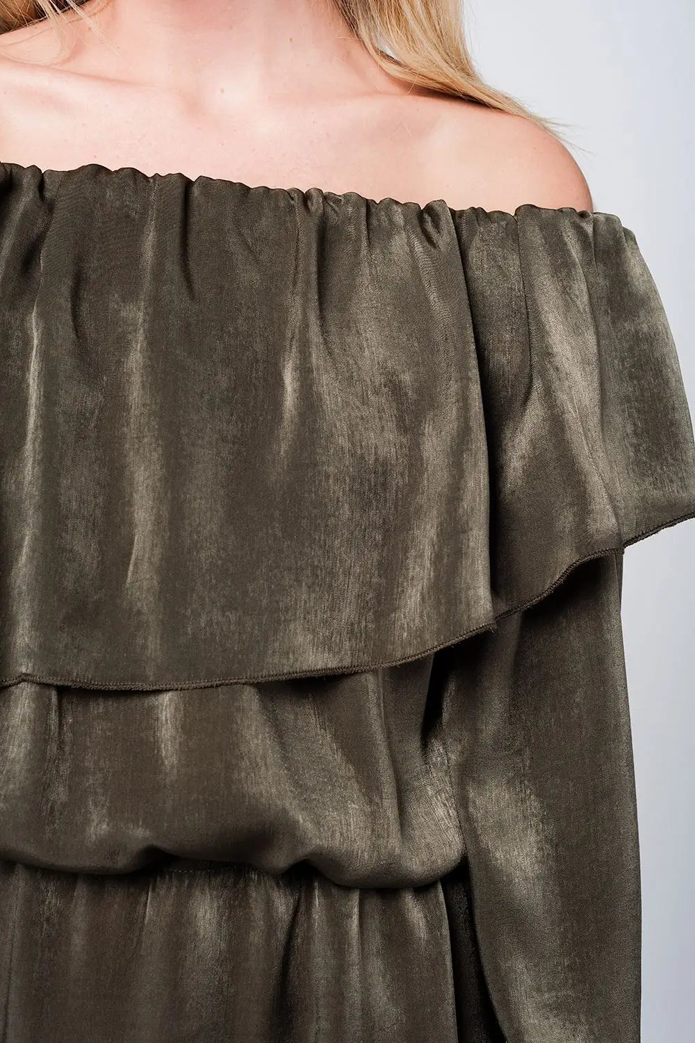 Soft green blouse with drawstring - Shirts