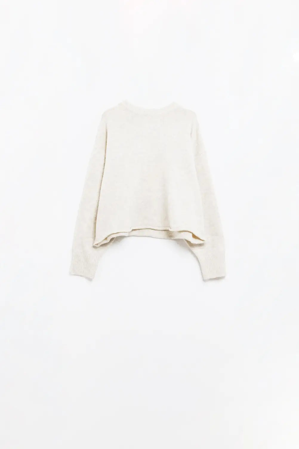 Q2 Soft knit beige jumper with balloon sleeves