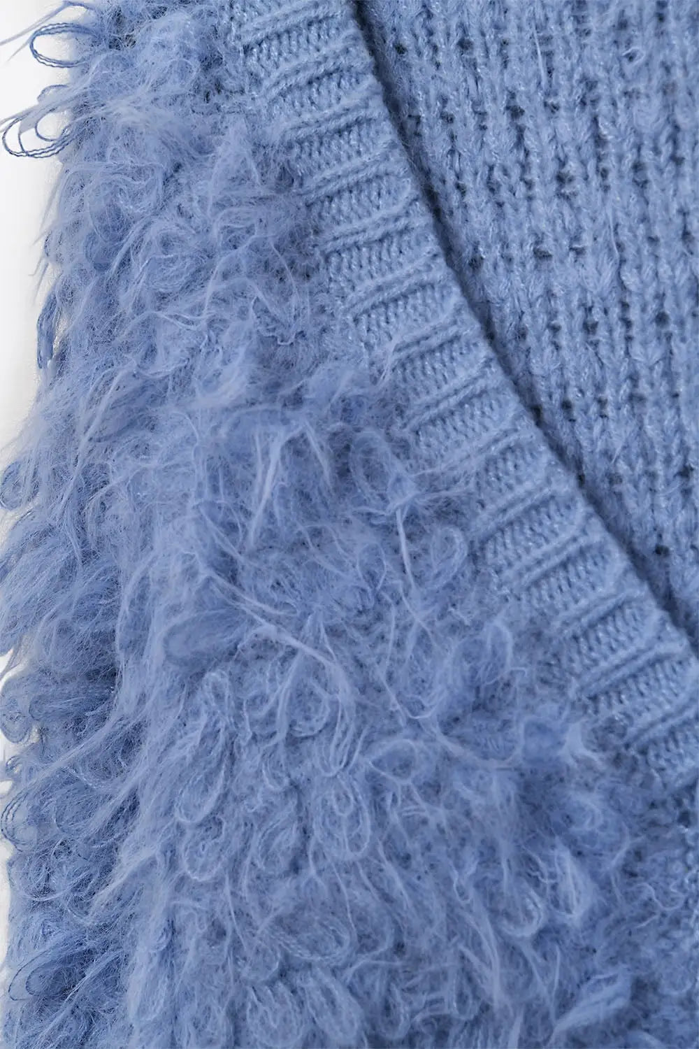 Soft knit cardigan in a chunky shag style in blue - One Size / Blue - Coats and Jackets