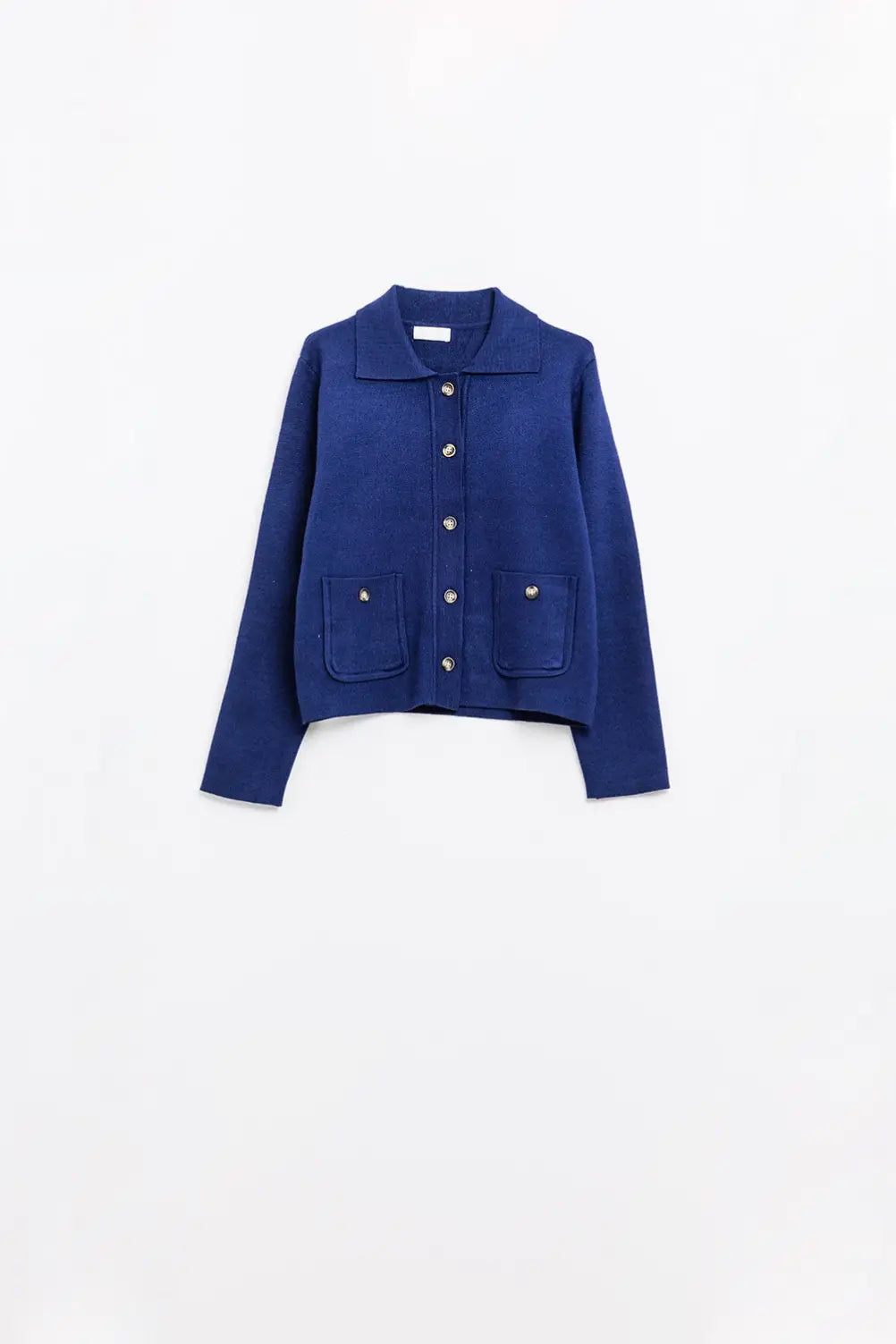 Soft knit cardigan in ink blue with front pockets - Sweaters