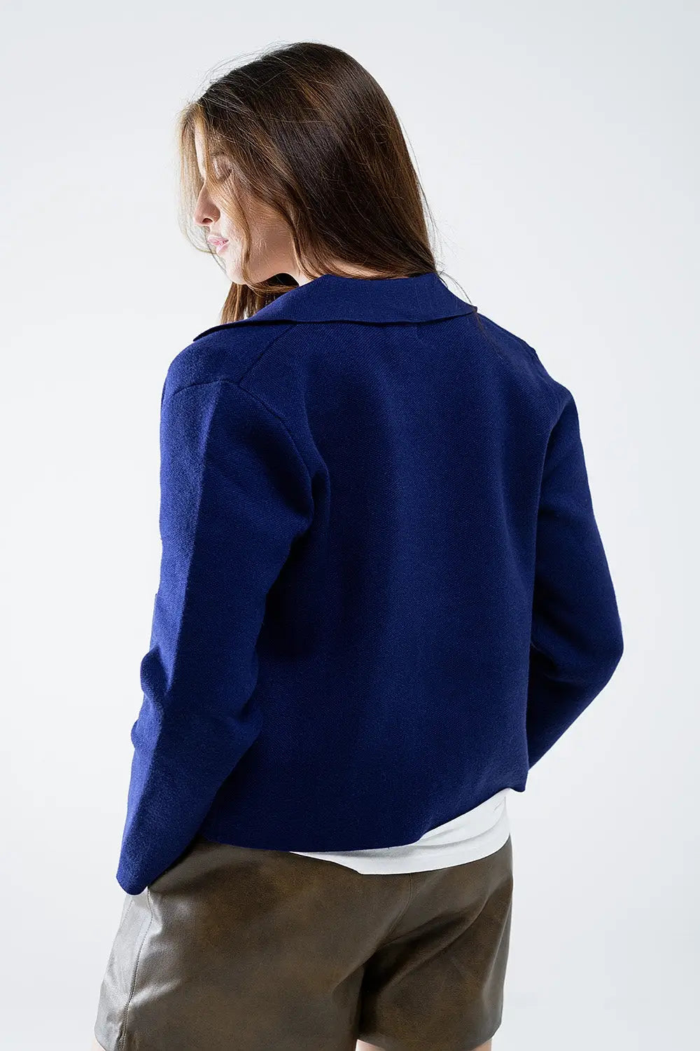 Soft knit cardigan in ink blue with front pockets - Sweaters