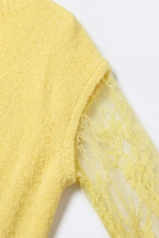 Soft Knit Sleeveless sweater with lace lining in yellow color - One Size / Yellow - Sweaters