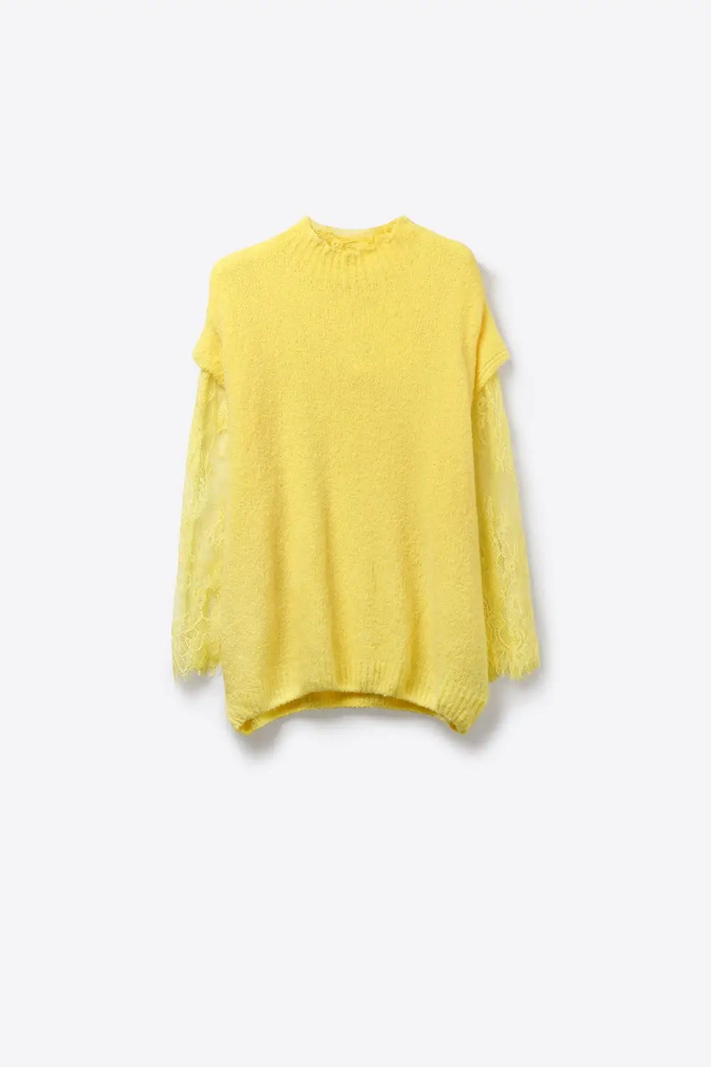 Soft Knit Sleeveless sweater with lace lining in yellow color - One Size / Yellow - Sweaters