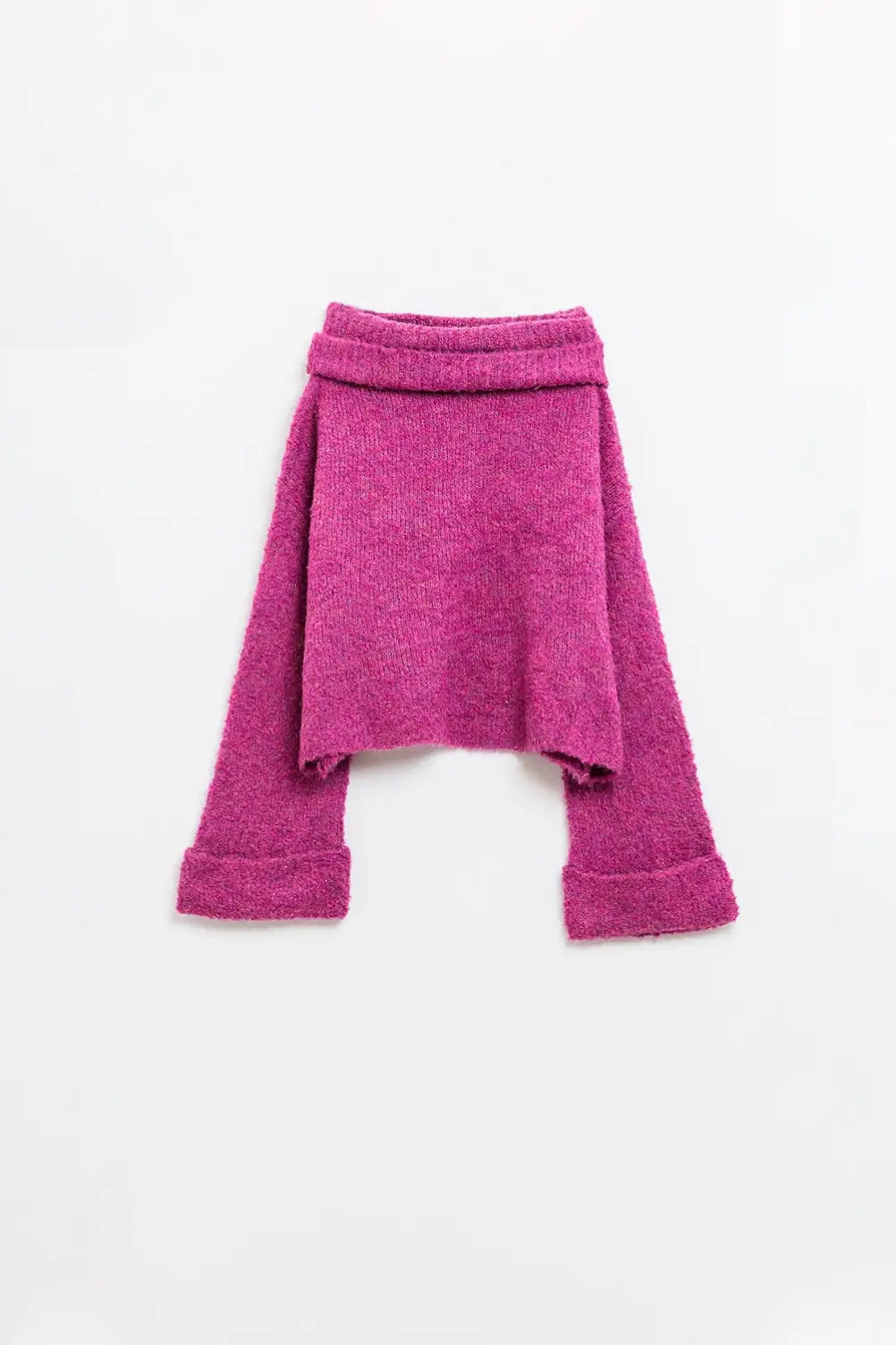 soft knitted high neck sweater in fucshia color - One Size / Fuchsia - Sweaters