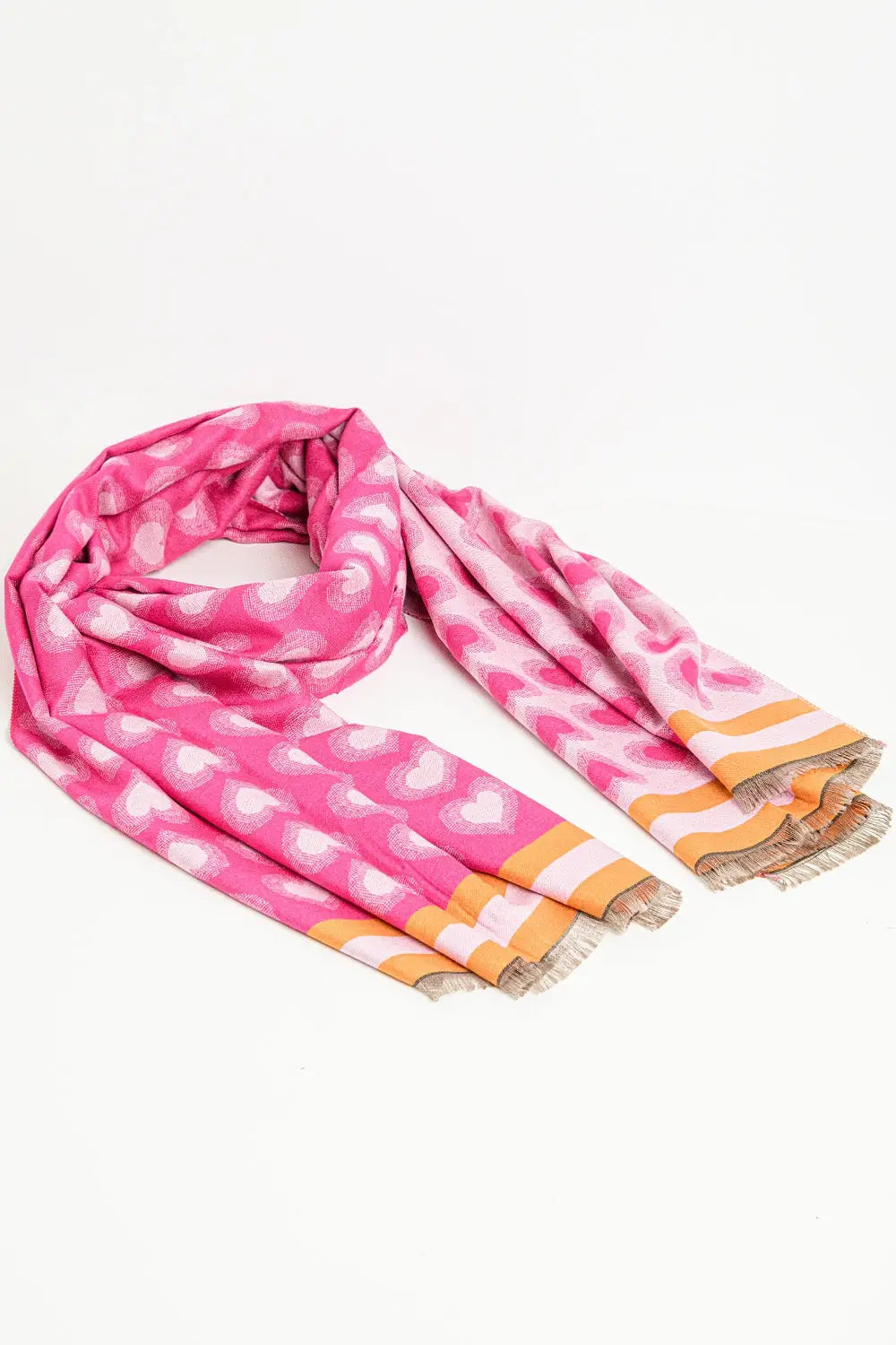 soft pink scarf with heart print - One Size / Pink - Scarves & Hats