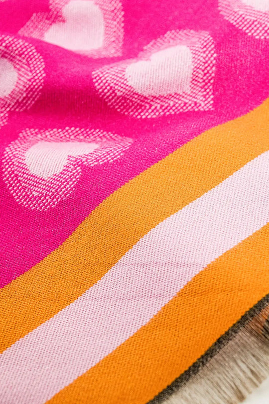 soft pink scarf with heart print - One Size / Pink - Scarves & Hats
