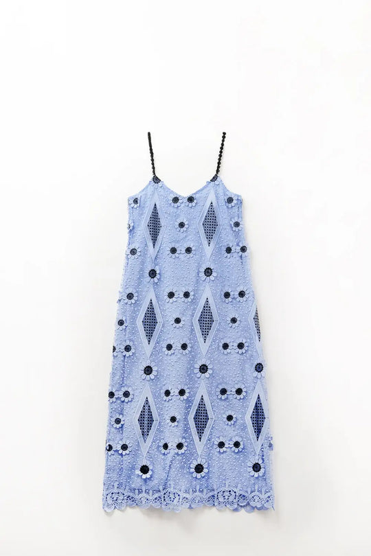 Q2 spagetti strap floral Maxi dress in blue