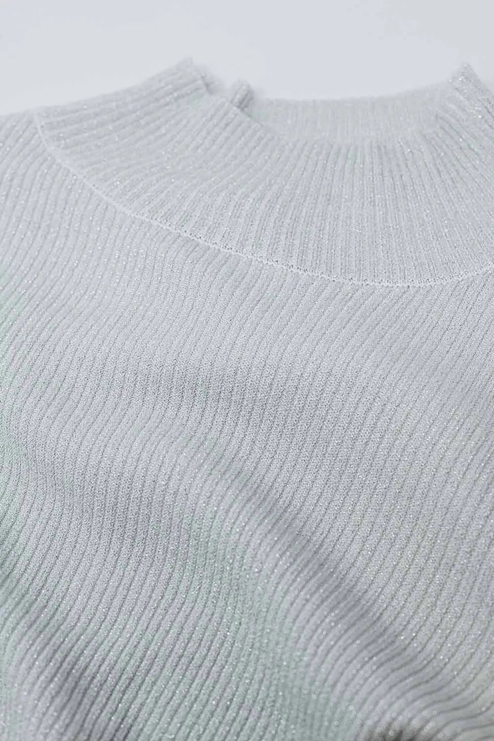 grey glitter trutle neck long sleeve Sweater - Sweaters