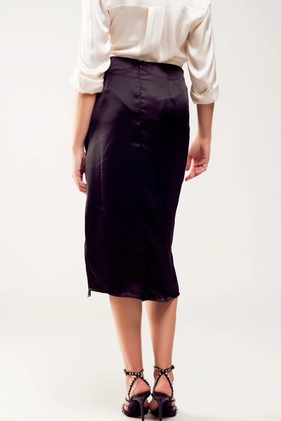 Split front midi skirt in black - Skirts