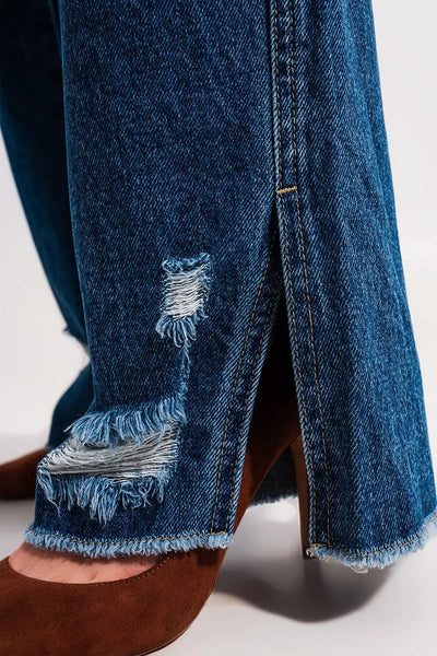 Split hem jeans in medium denim - Jeans