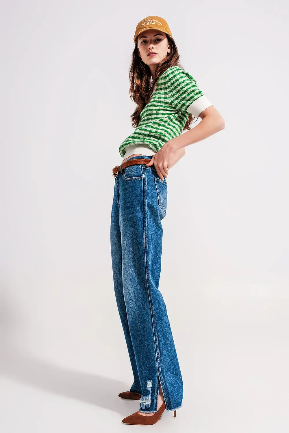 Split hem jeans in medium denim - Jeans