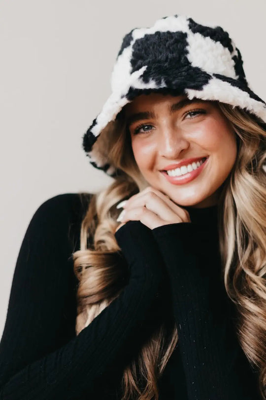 Spotted Fuzzy Bucket Hat - Bucket Hat