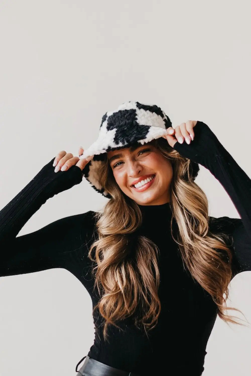Spotted Fuzzy Bucket Hat - Bucket Hat