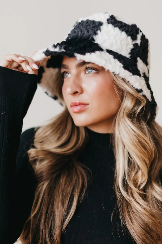 Spotted Fuzzy Bucket Hat - Bucket Hat