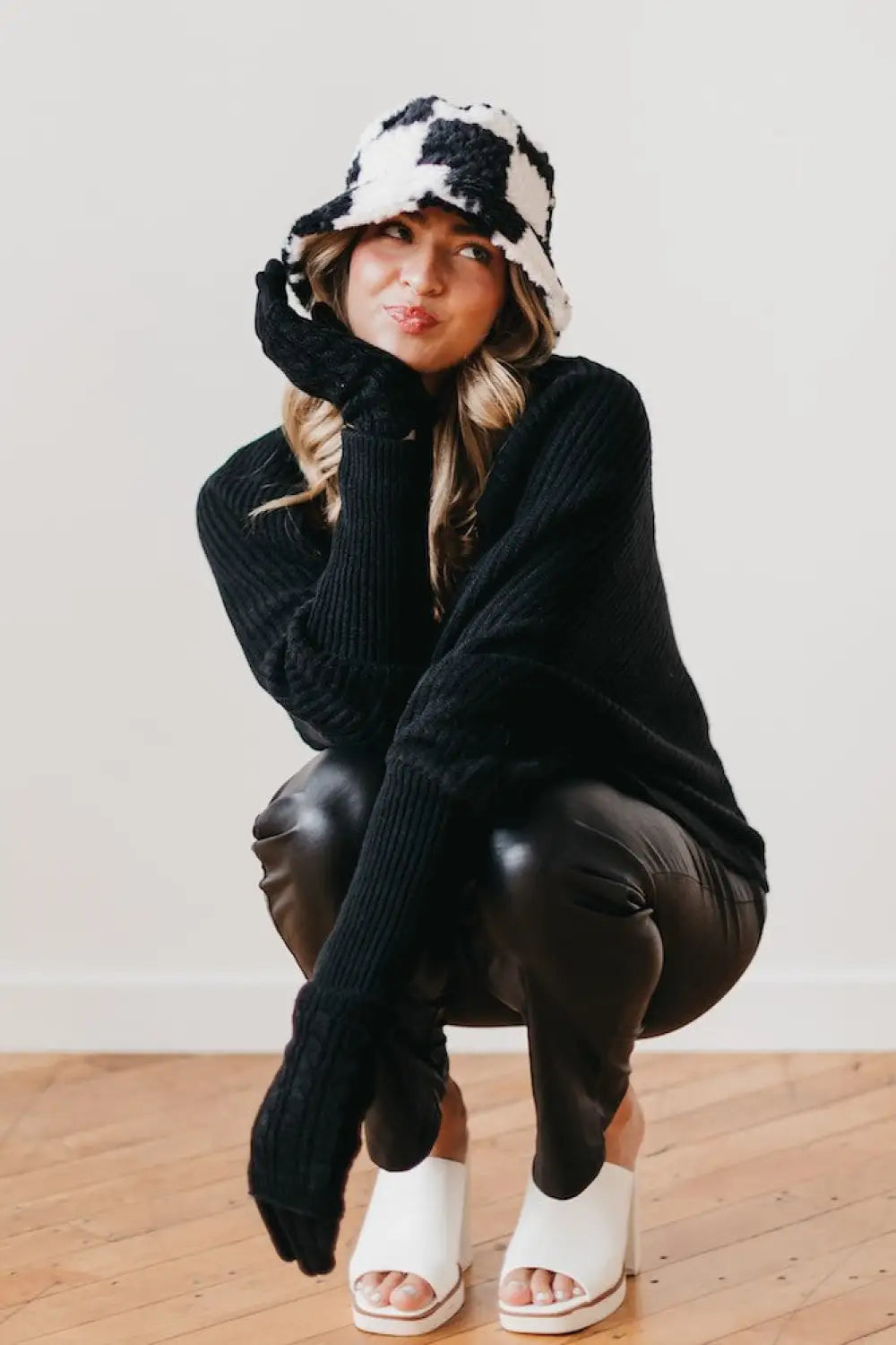 Spotted Fuzzy Bucket Hat - Bucket Hat