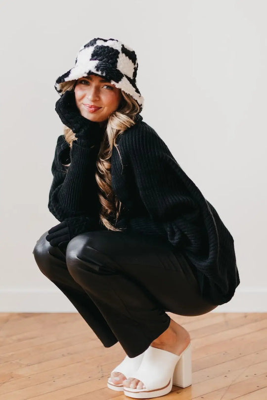 Spotted Fuzzy Bucket Hat - Bucket Hat